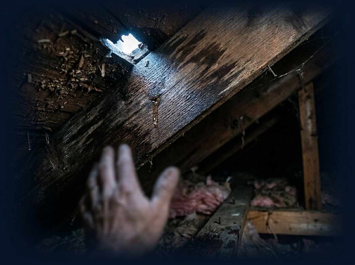 Damaged roof from severe storm